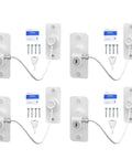 Four Pack Child Safety Locks For Cabinets And Refrigerator Doors Stainless Steel Cable Locks with keys and screws set