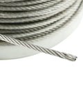 Close-up of Stainless Aircraft-Grade Wire Rope Cable One Eighth Inch 7x7 For Railing And Decking DIY Balustrade Flexible Weatherproof 330 Ft Roll