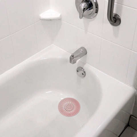 Pink Flexible Hair Catcher Drain Strainers For Bathroom Sink And Shower In TPR Material No Fuss Hair Trap Covers