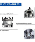 Close-up views of Beefy Two Piece Rear Wheel Hub And Bearing Assembly 512302 for Jeep Commander 2006-2010 and Grand Cherokee 2005-2010, highlighting features.