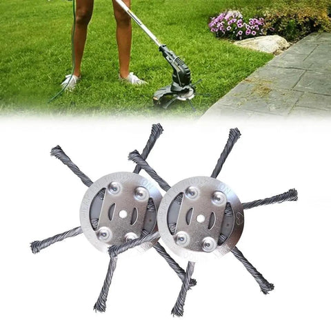 Heavy Duty Steel Wire Trimmer Head For 5mm Aperture Universal Replacement With 6 Blades Beast Brush Cutter displayed on grass
