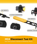 Universal MC4 Disconnect Tool 4in1 Solar PV Connector Wrench kit showing various components and assembly views.