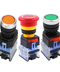 Green Yellow 22mm Emergency Stop Button Switch No Nonsense Momentary Push Button E Stop Button 1NO 1NC 10A 660V ABS Keycap Dustproof Base