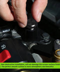 Person installing 3 Pack Universal Motorcycle Mirror Hole Plugs M10 Thread Tough As Nails Aluminum Handlebar End Caps For Custom Biker Rides And Dope Custom Looks In Matte Black.