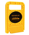 Image of a yellow plastic 2 Pack Adjustable Double Featherboards For Table Saws Router And Bandsaw Tables with feed direction label.