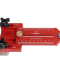 Extended Thin Rip Jig For Table Saws And Router Tables, red aluminum alloy guide, sliding tenon design, top view