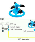 Automatic Lawn Sprinkler For Large Yards, ABS Plastic Rotary Sprinkler With Three Arm Design, 360 Degree Coverage