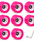 Eight Piece Roller Skate Wheel Set With 58x32mm And 58x39mm PU For A Smooth Ride, Fast Spin Bearings, Fits Double Row Skates And Quad Boards, Indoor Outdoor Use, 82A 95A Hardness, Wrench Included