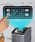 Operation panel of the Portable Countertop Ice Maker Cranks Out 55 Pounds Of Fast Freezing Cubes In 24 Hours With LED Display.