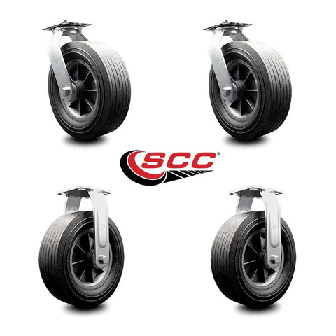 Top Shelf Heavy Duty Caster Set With Semi Pneumatic Tires For Utility Carts Includes Two Swivel And Two Rigid Quickswap Wheels, 10 inch tires.