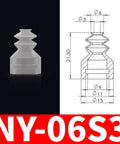 Durable Ny-30s1 Pneumatic Air Fitting Manipulator With Industrial Vacuum Rubber Suction Cup Chuck For Heavy-Duty Handling And Smooth Automated Gripping Operations In Manufacturing Settings - clear rubber suction cup with dimensions, designed for automated handling.