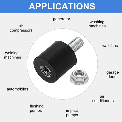 M3 Rubber Mounts 8 Pack 8x8mm Vibration Isolators With Lock Nuts For Cars Generators Air Compressors Industrial Equipment Shock Absorbers Heavy Duty Zinc Plated Flange Nuts Included, black rubber mount and nut