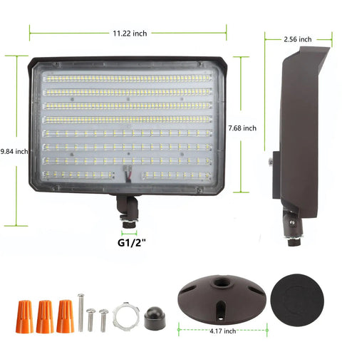 150W Outdoor LED Flood Light With Easy Knuckle Mount Dusk-To-Dawn Sensor, 21000 Lumens Beast Brightness, 5000K Daylight, 100-277V, ETL Certified, Commercial Grade Security Flood Light For Parking Lots And Landscape Lighting