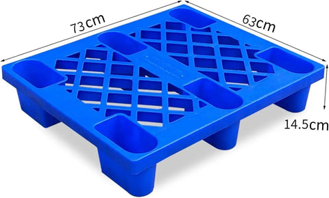 Blue Plastic Pallet Pair Mesh Nine Leg Design Forklift Ready Heavy Duty Storage Platform Moisture Resistant Polyethylene