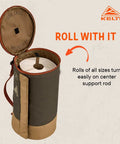 Spill Ender 3 In 1 Paper Towel Holder for Cars And Campsites, open view with roll inside, waterproof design, compact.