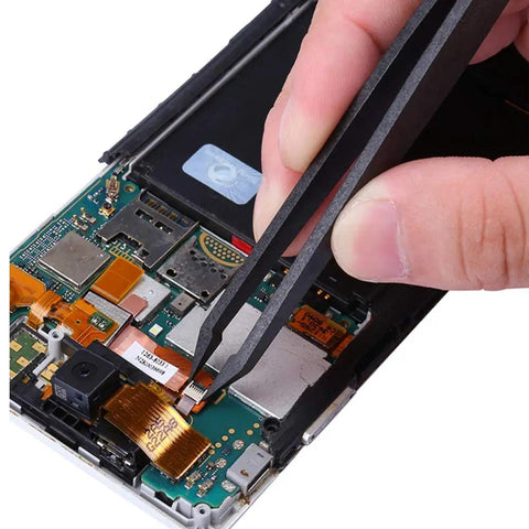 Antistatic Plastic Tweezers Kit For Electronics And Craftwork Handy Precision Black 6 Piece Set Static Safe Pickup Tools DIY Repair Non