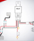 Wiring diagram for Led Pod Lights Wiring Harness Kit With 12V 5Pin Rocker Switch SPST Waterproof Toggle and Power Relay.
