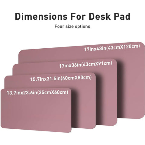 Different sizes of Dark Pink PU Leather Desk Pad Protector And Mouse Pad For Home Office No Slip PU Leather Desk Mat Waterproof Writing Pad 23.6 By 13.7 Inches Dark Pink Durable Scratch Resistant Anti Spill Shield For Your Desk