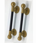 Rugged Rustic Industrial Cast Iron Door Handle Kit 42cm Long Multipurpose Barn Door Hardware shown in dual gold and black finish