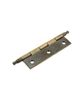Straight Up Premium Rustproof 2.5 Inch Square Door Hinges Featuring Vintage Antique Brass Crown Details, heavy duty hinge close-up.