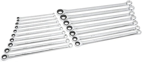 17 Piece XL Gear Box Double Box End Ratcheting Wrench Set Metric For Pros Off Corner Loading For Beefy Grip Quick Size Identification