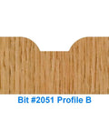 Profile cut of 1/4 Inch Radius Round Over Bit from Six Piece CNC Signmaking Router Bit Set With 1/4 Inch Shank, image shows wood profile.