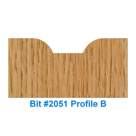 Profile cut of 1/4 Inch Radius Round Over Bit from Six Piece CNC Signmaking Router Bit Set With 1/4 Inch Shank, image shows wood profile.