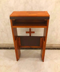 Folding Wooden Prayer Kneeler Bench For Home Or Church Space Saving Kneeler With Fold Up Tabletop And Bible Shelf