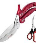 Heavy Duty Poultry Shears And Kitchen Scissors Two Pack For Chicken Turkey Meat And Herbs Vegetables With Serrated Edge And Extra Thick Blades Stainless Steel Burgundy Color
