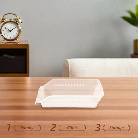 Two Pack Portable White Plastic Pill Organizer Boxes With Space Saving Design And Clear Visibility Featuring Transparent Label Holder For Easy Medication Sorting Ideal For Home Travel Emergency Kits Clinics And Caregivers. single white plastic pill organizer box on table