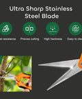 Three Pack 6.5 Inch Pruning Shears For Precise Cuts One Hand Operation Stainless Steel Straight Blades Ergonomic Handles Garden Snips