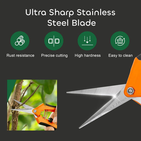 Three Pack 6.5 Inch Pruning Shears For Precise Cuts One Hand Operation Stainless Steel Straight Blades Ergonomic Handles Garden Snips