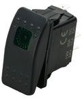 12V 20A Waterproof LED Rocker Switch for Boats Marine Grade SPST 3 Pin On Off with Green LED Indicator Weatherproof Rubberized Panel Mount Built To Last Heavy Duty Construction Ideal For Marine Electronics, featuring green LED and rubberized finish.