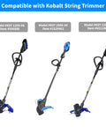 Kobalt 40-Volt Max Trimmer compatible with models 120X-06, 2040-06, 120X, showing front and side views of the trimmers.