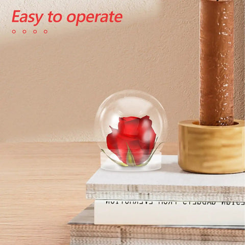 Clear 4 Inch Snow Globe Kit with red rose inside on wooden table, part of DIY decor and gift ideas set.