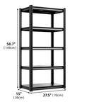Heavy Duty Steel Storage Shelves 5 Tier Garage Shelving Unit 2 Pack 2000 Lbs Capacity, 58.7 inches tall black metal rack.