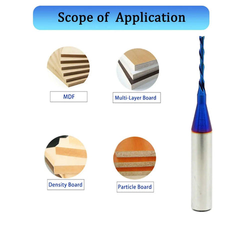 Beefy Down Cut Router Bit 1/16 Inch Cutting Diameter 1/4 Inch Shank Solid Carbide End Mill With Nano Blue Coating for various boards