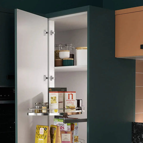 Quick Fix Clip On Full Overlay Cabinet Hinges delivering smooth concealed hardware for frameless furniture in kitchen cupboard.