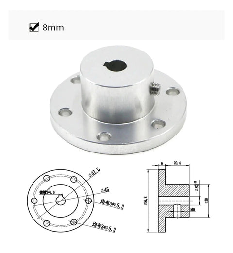 Flange Shaft Coupling For RC Models And Mecanum Omnidirectional Wheels 5 6 8 10 12 14 15 16 18 mm Fits Keyway 10mm Aluminum Alloy