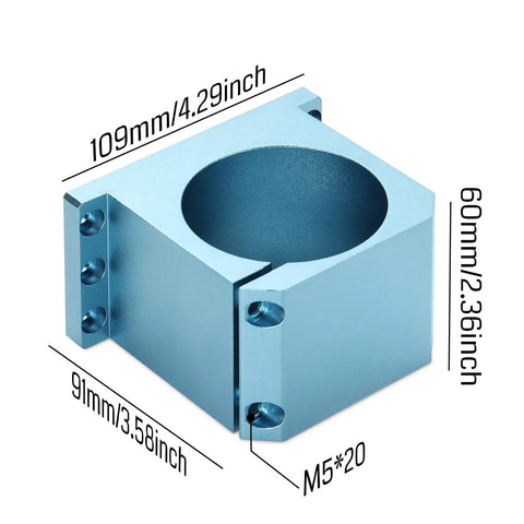 69mm Aluminum CNC Spindle Holder Mount Built For PROVerXL 6050 Plus CNC Machine Beefed Up Stability Quiet Operation Smoother And More Precise Cuts Compatible With 69mm Spindle Motors Or Trimmer Routers, blue aluminum mount 91x109x60mm