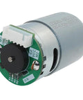 RS-555 Permanent Magnet DC Hall Encoder Gear Motor 6V 12V 24V with circuit board and shaft for robotics projects.