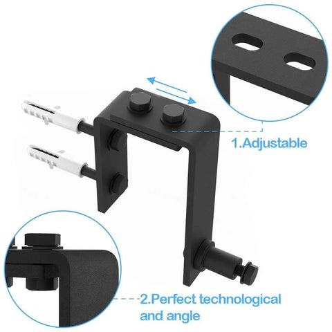 Detailed view of adjustable bracket from Bypass Sliding Barn Door Hardware Kit, 16 Ft Four Doors, Double Track System For Smooth Sliding