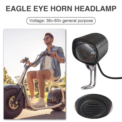 Rock Your Ride With This Super Cool 2 In 1 Waterproof E Bike LED Headlight That Doubles As A Loud Horn For Safety On Any Scooter Motorcycle Or Bicycle Out There black headlamp