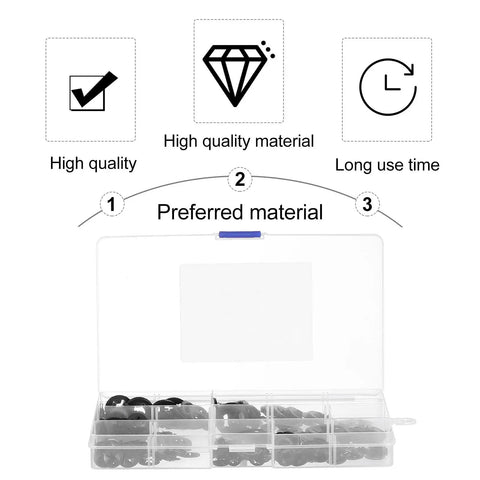 Internal Tooth Lock Washers Fasteners Kit 340pc Set in clear storage case shown with quality icons above.