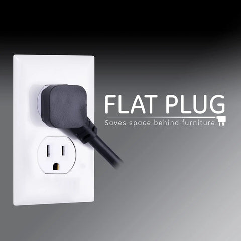 Six Outlet Surge Protector With 20 Foot Extension Cord, 800 Joules Of Surge Protection, flat plug in wall outlet, black