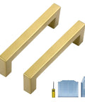 25 Pack 4 Inch Gold Cabinet Pulls Brushed Brass Square Hardware For Kitchen Cabinets And Drawers 102mm Center To Center Easy Install