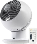 Dead Quiet Air Circulator Fan With Remote And Five Speed Controls For No Sweat Whole Room Cooling In Crisp White Finish featuring a compact design.