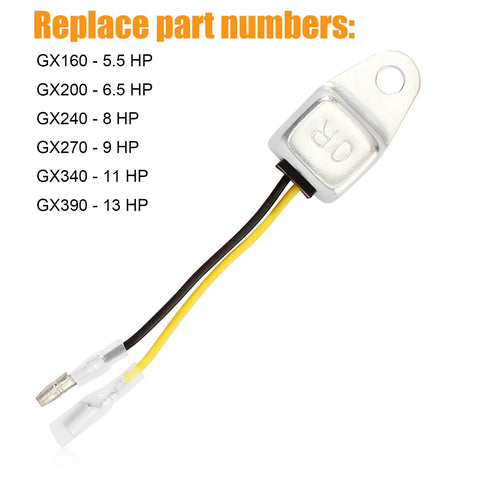 Low Oil Alarm Sensor With On Off Engine Kill Switch For GX160 GX200 GX240 GX270 GX340 GX390 5.5HP To 13HP Motors Replacement Part Easy Install Durable Safety Shutoff For Lawn Mowers Generators Water Pumps