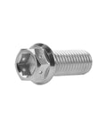 Titanium flange hex-head bolt, M8 x 25mm, silver finish, fully threaded