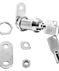 Slick Chrome Tubular Cam Lock Two Pack Including Keyed Alike Keys And One Point Five Inch Cylinder For RV Camper Cabinets and storage lockers.